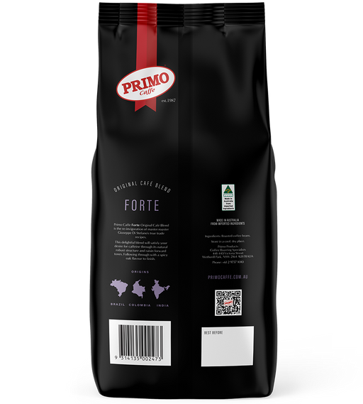 Image of Forte Beans - Back of bag | Primo Caffe