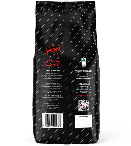 Image of Numero Uno back of bag | Primo Caffe