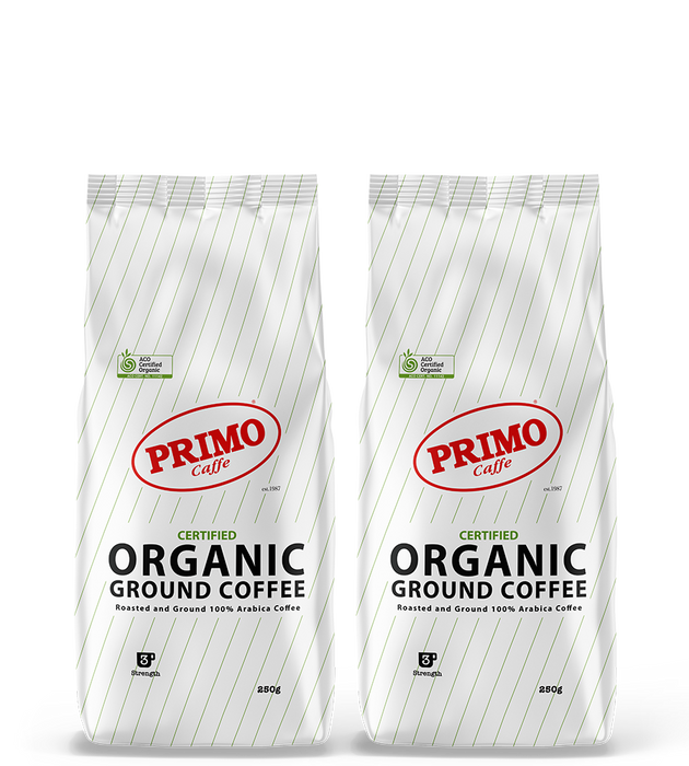 Bulk buy 2 bags Primo Certified Organic ground coffee