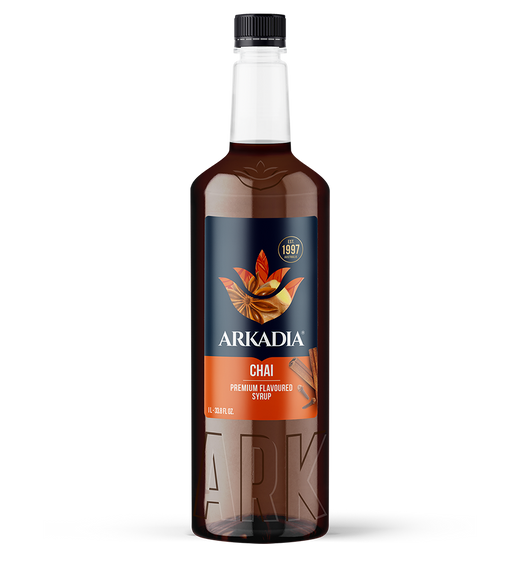 Bottle of chai flavoured syrup