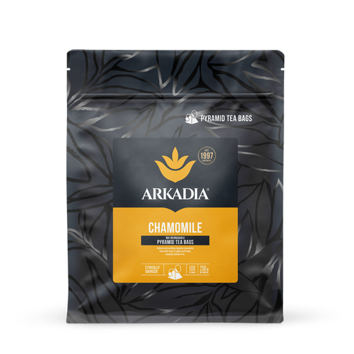 Arkadia chamomile pyramid tea bags packaging 