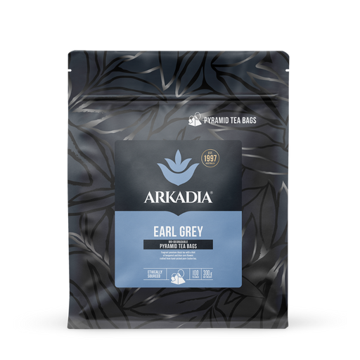 Arkadia Earl Grey pyramid tea bags packaging