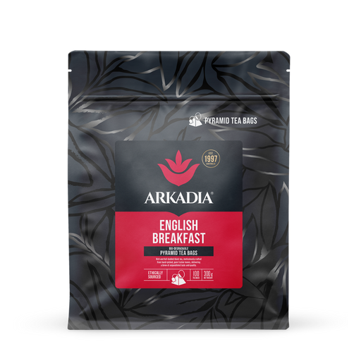 Arkadia English Breakfast pyramid tea bags packaging