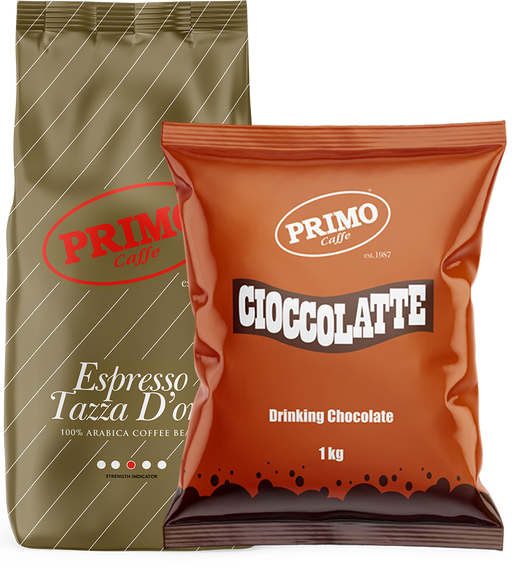 Primo Mocha Kit coffee beans and chocolate